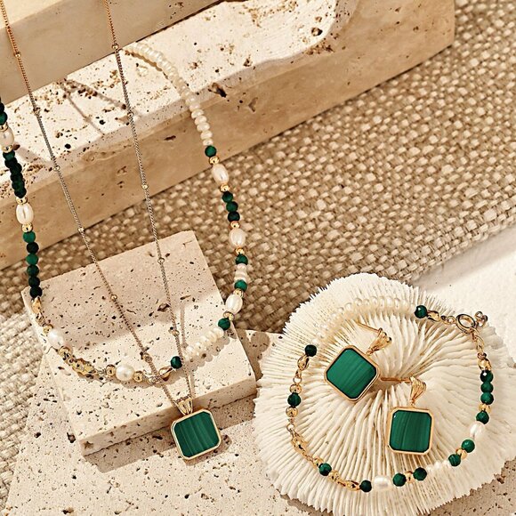 💚 Artisan Original Design Genuine Malachite Drop Earrings | Sterling Silver - Picture 5 of 6